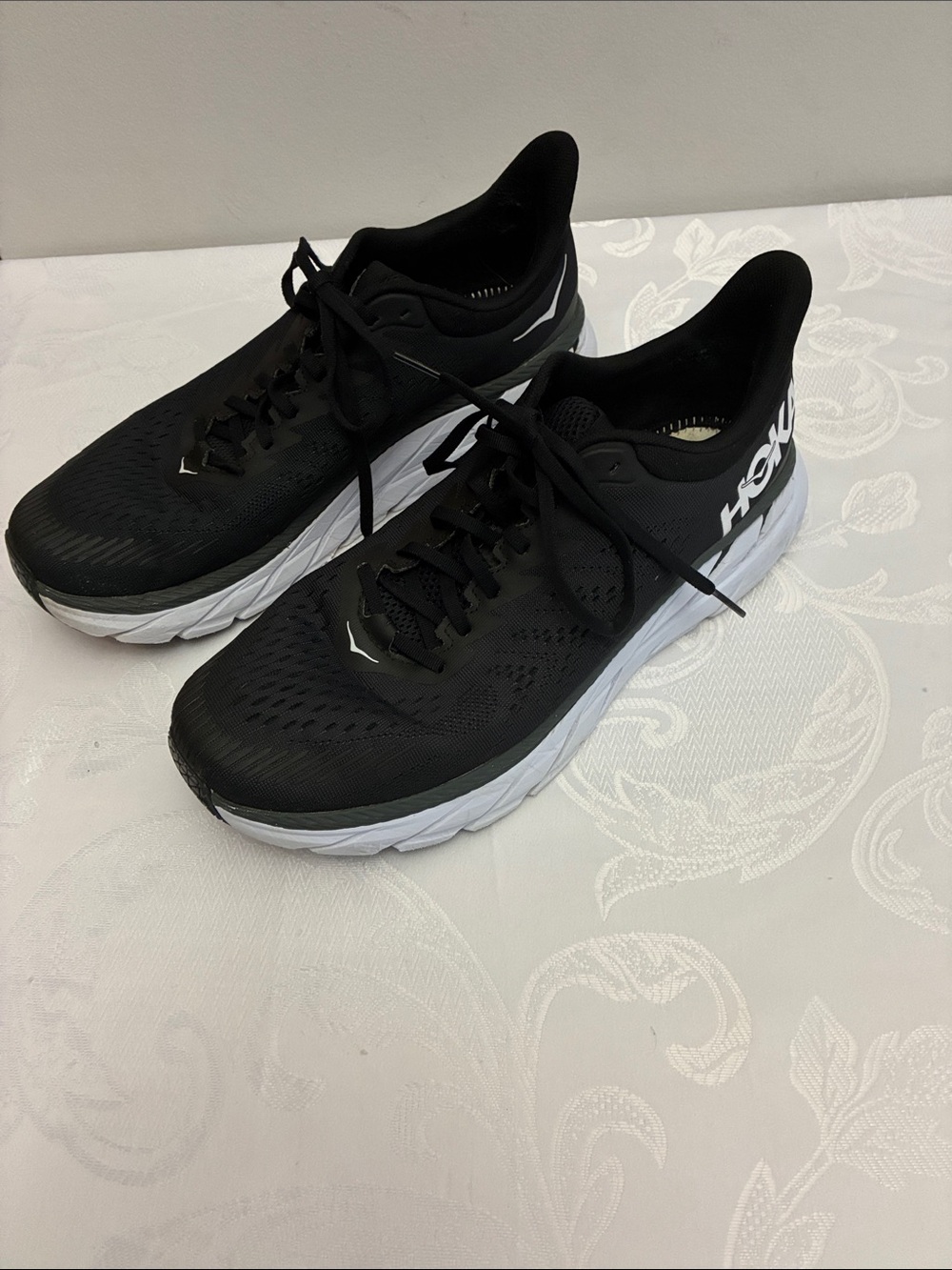 Hoka Men's Black and White Road-Running Shoes